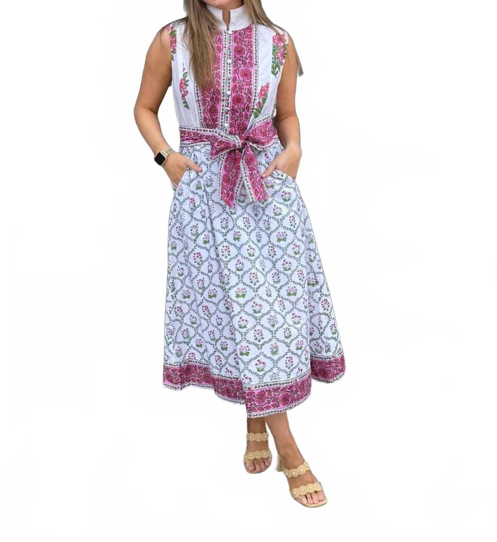 NEW VICTORIA DUNN folly sleeveless maxi dress in pink hydrangea
